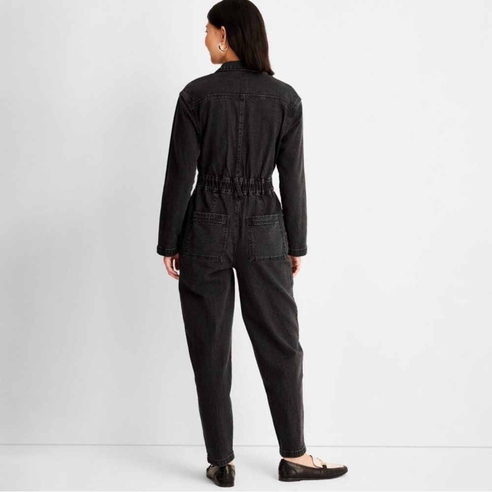 Universal Thread Washed Black Denim Jumpsuit - image 8